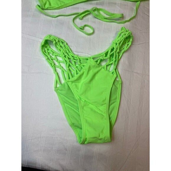 Betty Jade Brazilian Cut Detail Lime Zebra Print 2 Piece Bikini Size L RefM033 - Picture 6 of 8